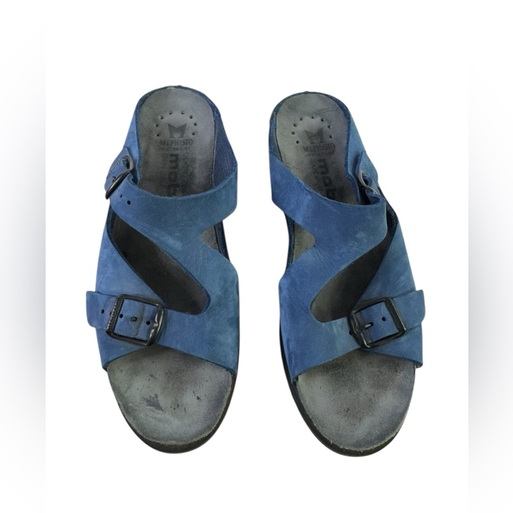 Mephisto Elka Blue Suede Platform Wedge Sandals size 39